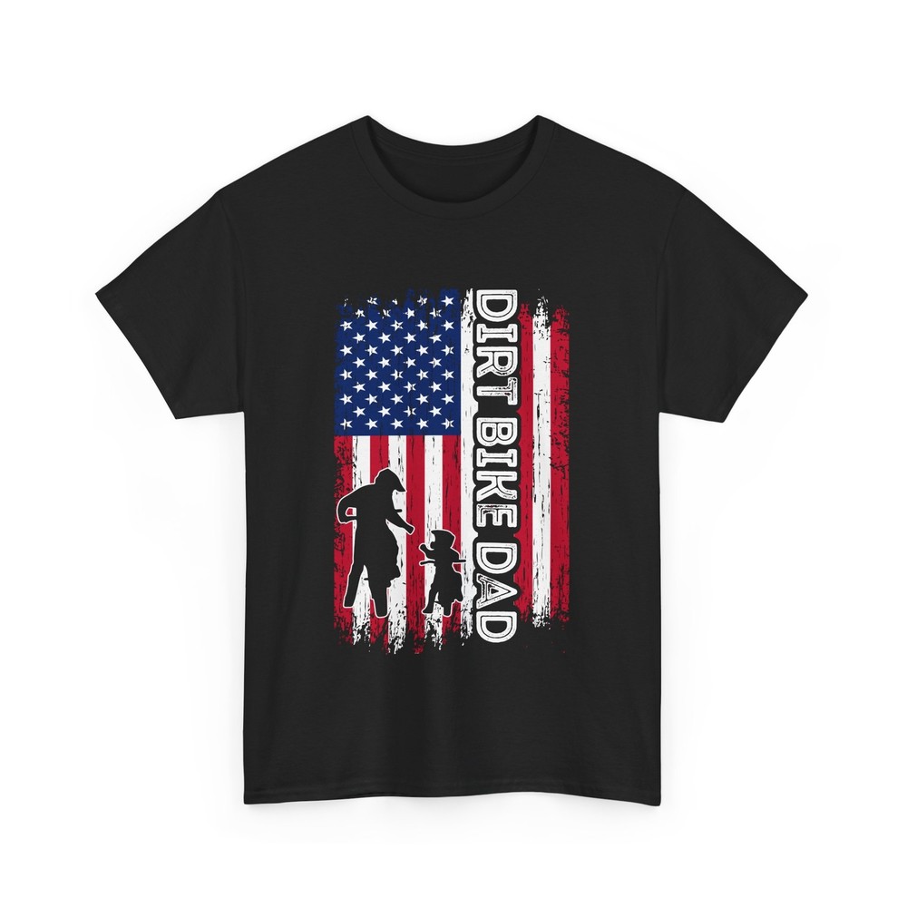 HOT Dirt Bike Dad American Flag Bike Riding Father's Day Dad Men Vintage T-shirt