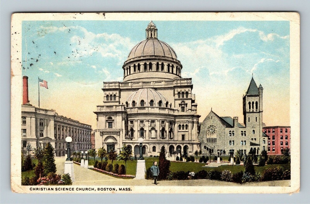 Boston MA, Christian Science Church, Massachusetts Vintage Postcard