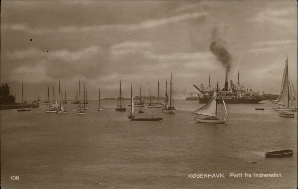 Harbor View Copenhagen Denmark vintage postcard s769