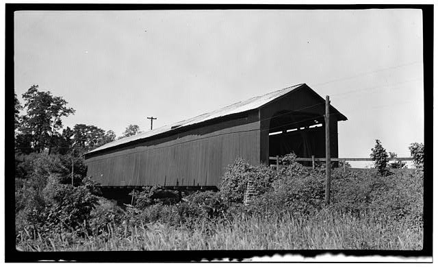 Photo:Covered Bridge 1900s Wooden Road Bridge Rural Landscape
