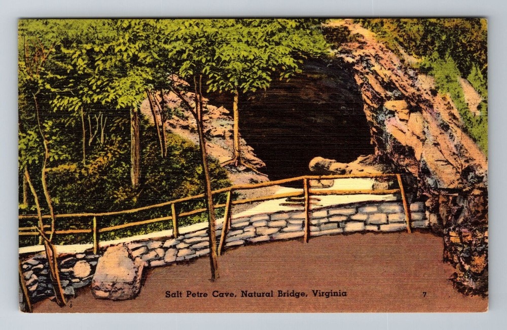 Natural Bridge VA-Virginia, Salt Petre Cave, Antique, Vintage Souvenir Postcard