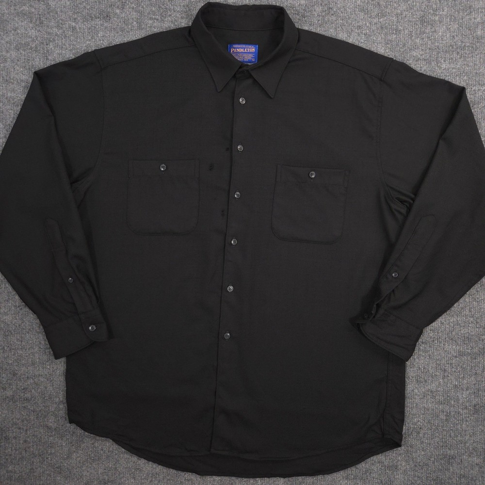 Pendleton Wool Shirt Mens L Black Long Sleeve Button Up Outdoor Casual **Read**