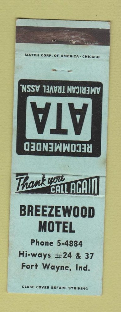 Matchbook Cover - Breezewood Motel Fort Wayne IN