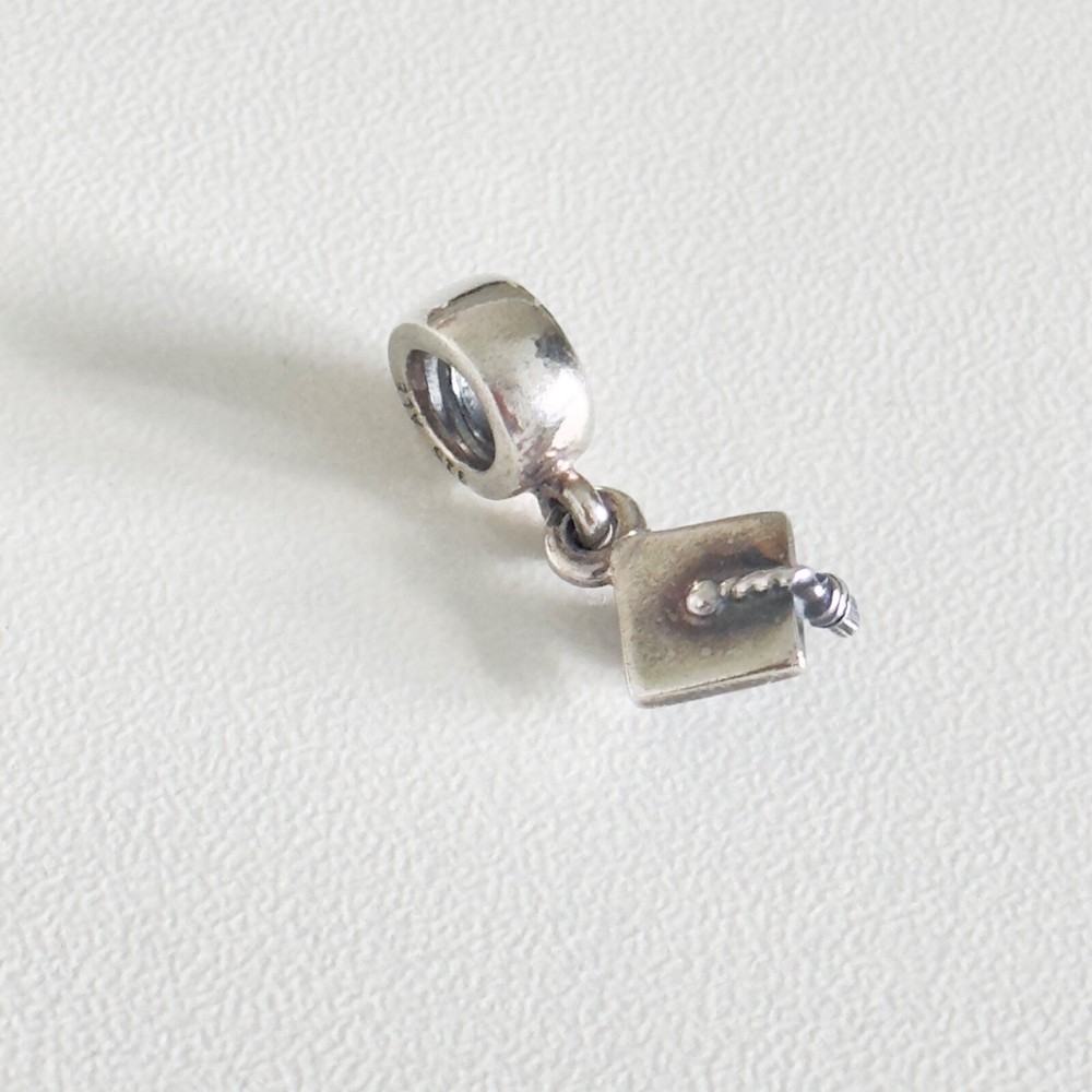 Pandora 925 Sterling Silver Retired School Graduation Cap Hat Dangle Charm