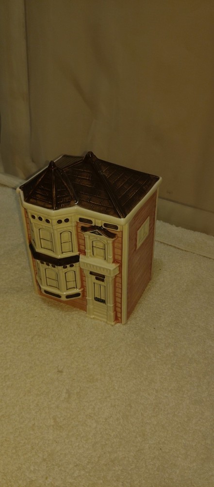 Rare vintage otagiri Victorian house canister hand painted! made in Japan