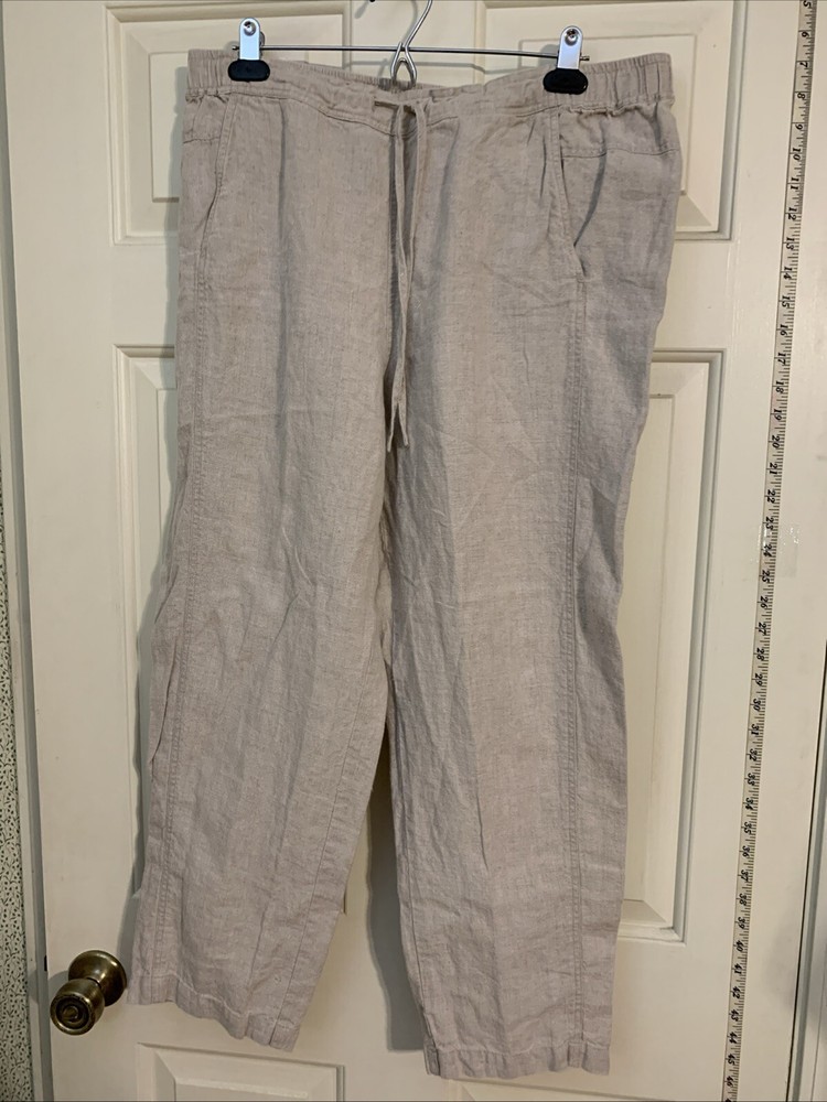 Orvis Women’s Linen Elastic Pull-on Pants Cream Size L