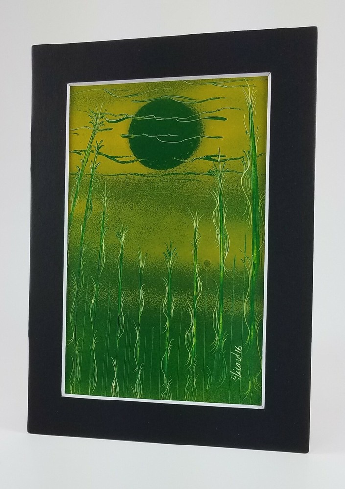 Cornfield Art Original in Green Color by Jason Girard comes with a color matte.
