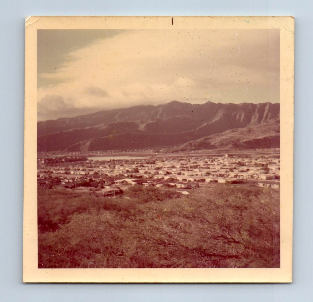 Old Vintage Square Color Photo HAWAII HAWAIIAN ISLAND LANDSCAPE HOUSES