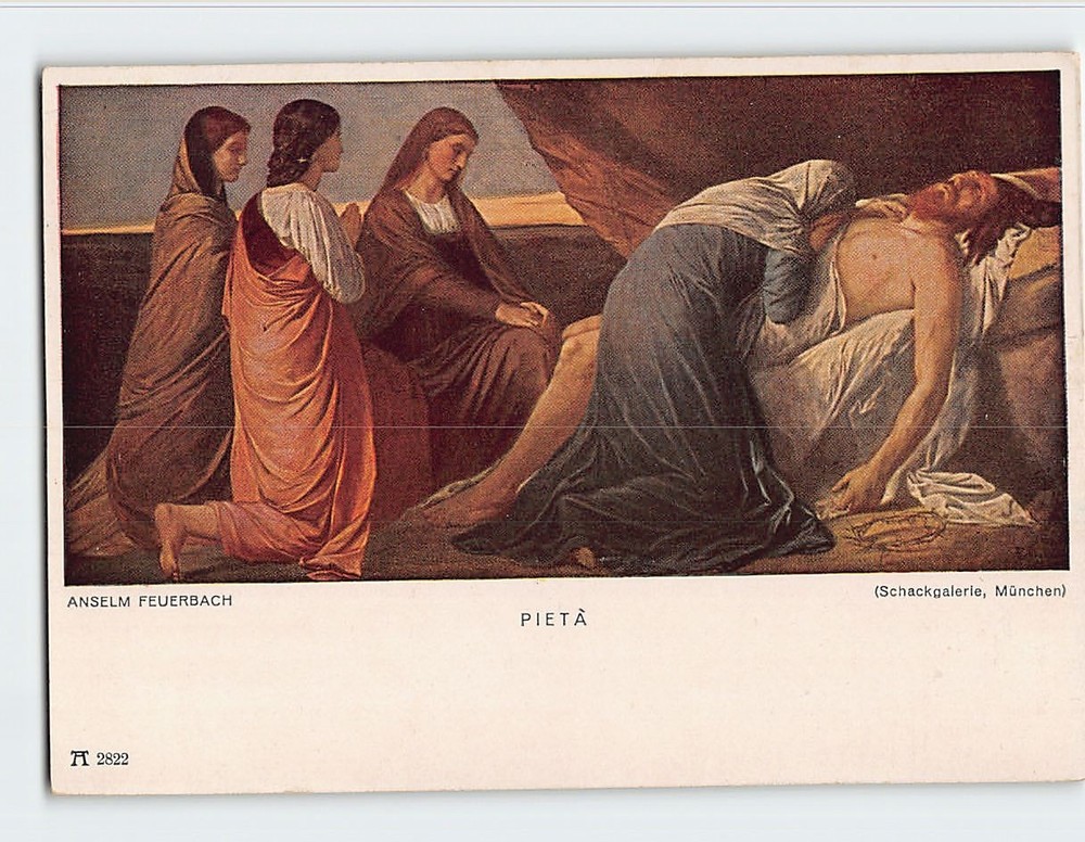 Postcard Pieta Painting by Anselm Friedrich Feuerbach