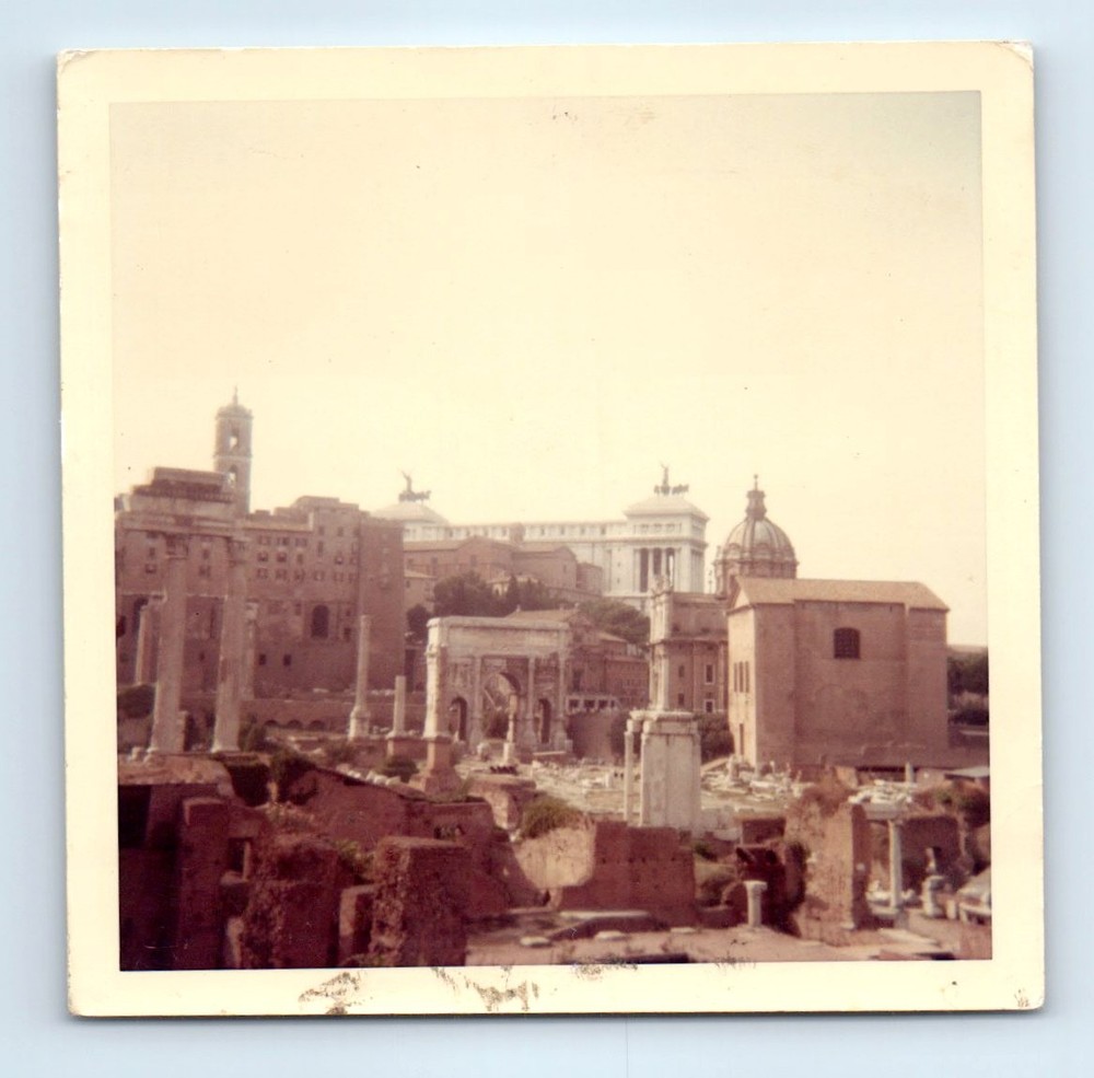Old Vintage Square Color Photo ROMAN FORUM ROME ITALY ANCIENT LANDSCAPE