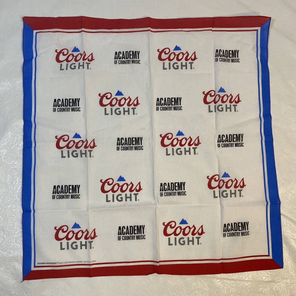 Academy Of Country Music x Coors Light Beer Bandana 2004 Promo Red White Blue-image