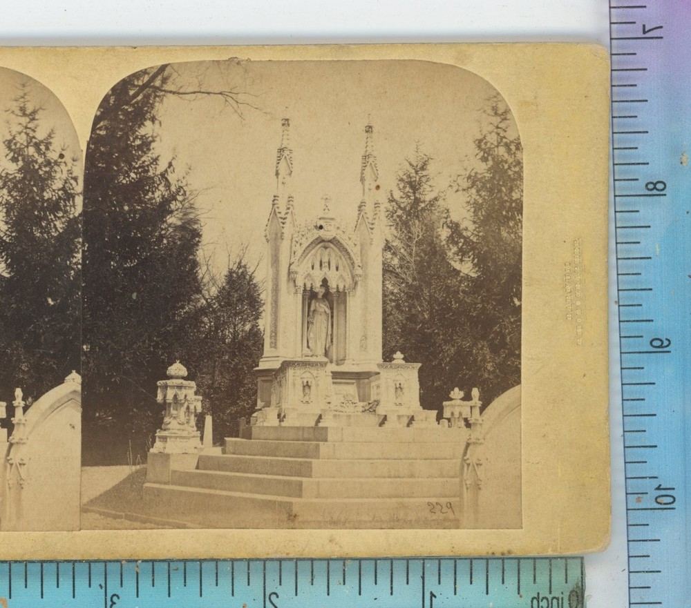 monument of Charlotte Canda Greenwood Cemetery Brooklyn NY New York Stereoview