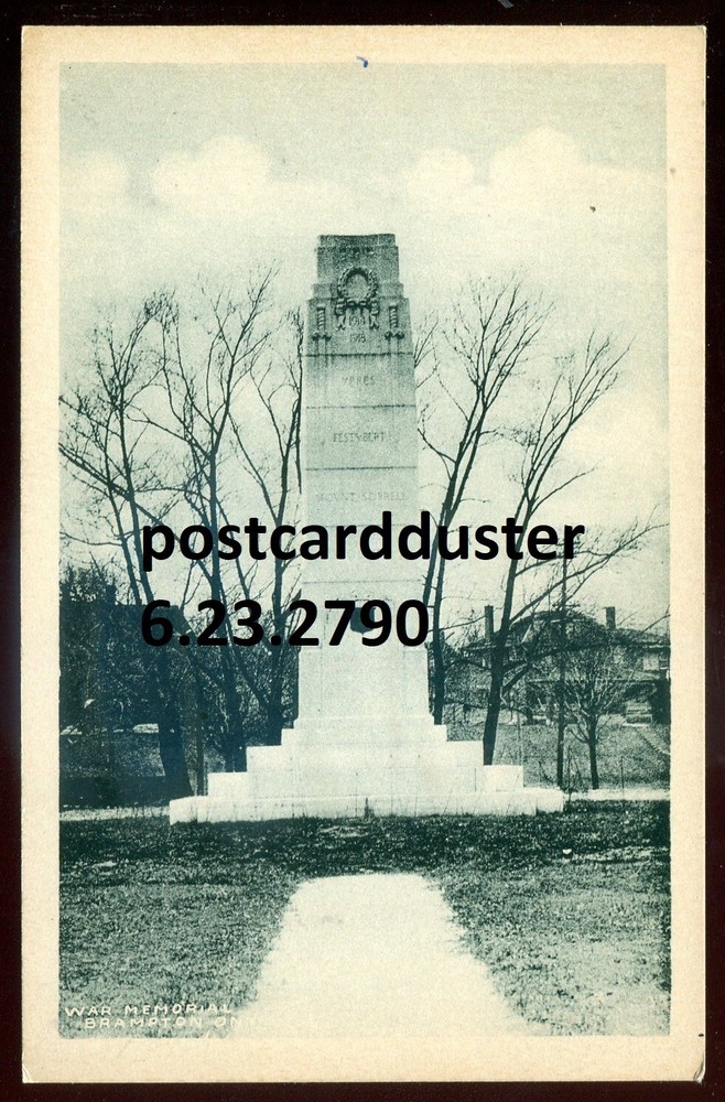 BRAMPTON Ontario Postcard 1910s War Memorial
