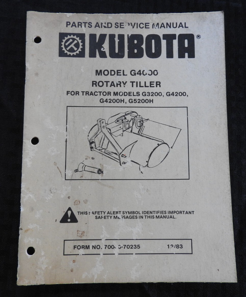Kubota G3200 G4200 G4200H G5200H Tractor G4000 Rotary Tiller Service Part Manual