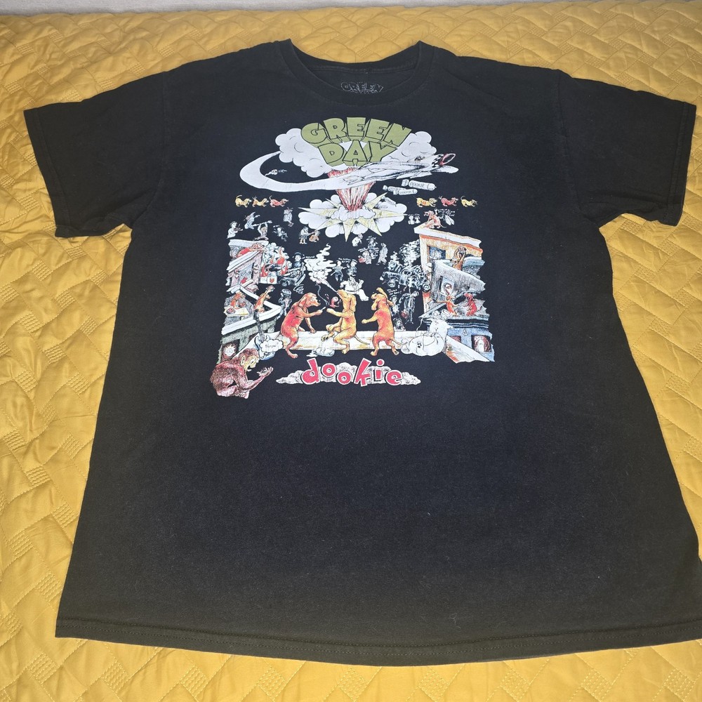 Green Day Dookie Album Cover T-Shirt Men's Large Black Punk Rock Band Graphic