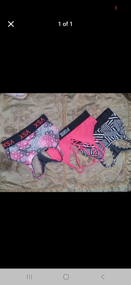 VSX PINK Sports Bras Lot of 3 Wireless Pullover Pink Black White Geometric