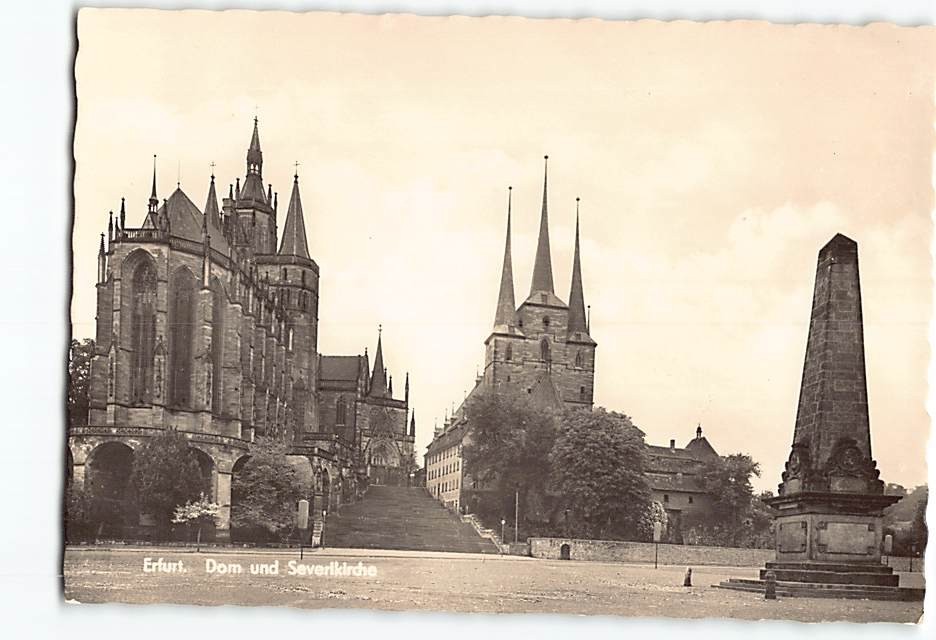 Postcard Dom und Severikirche Erfurt Germany