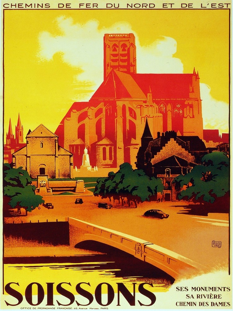 Chemins de fer du Nord Soissons Decorative Poster. Fine Graphic Art Design. 2903