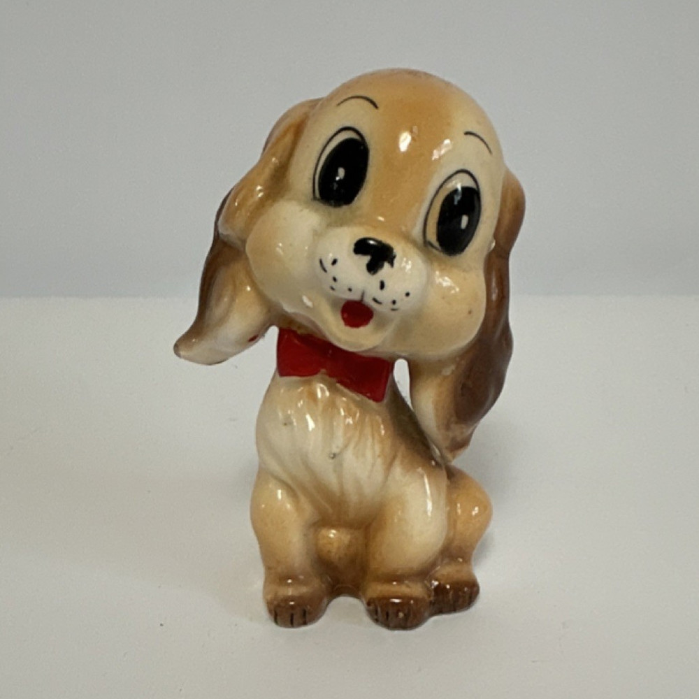 Commodore Ceramic Dog Salt Shaker Brown Novelty Animal Shape 4in