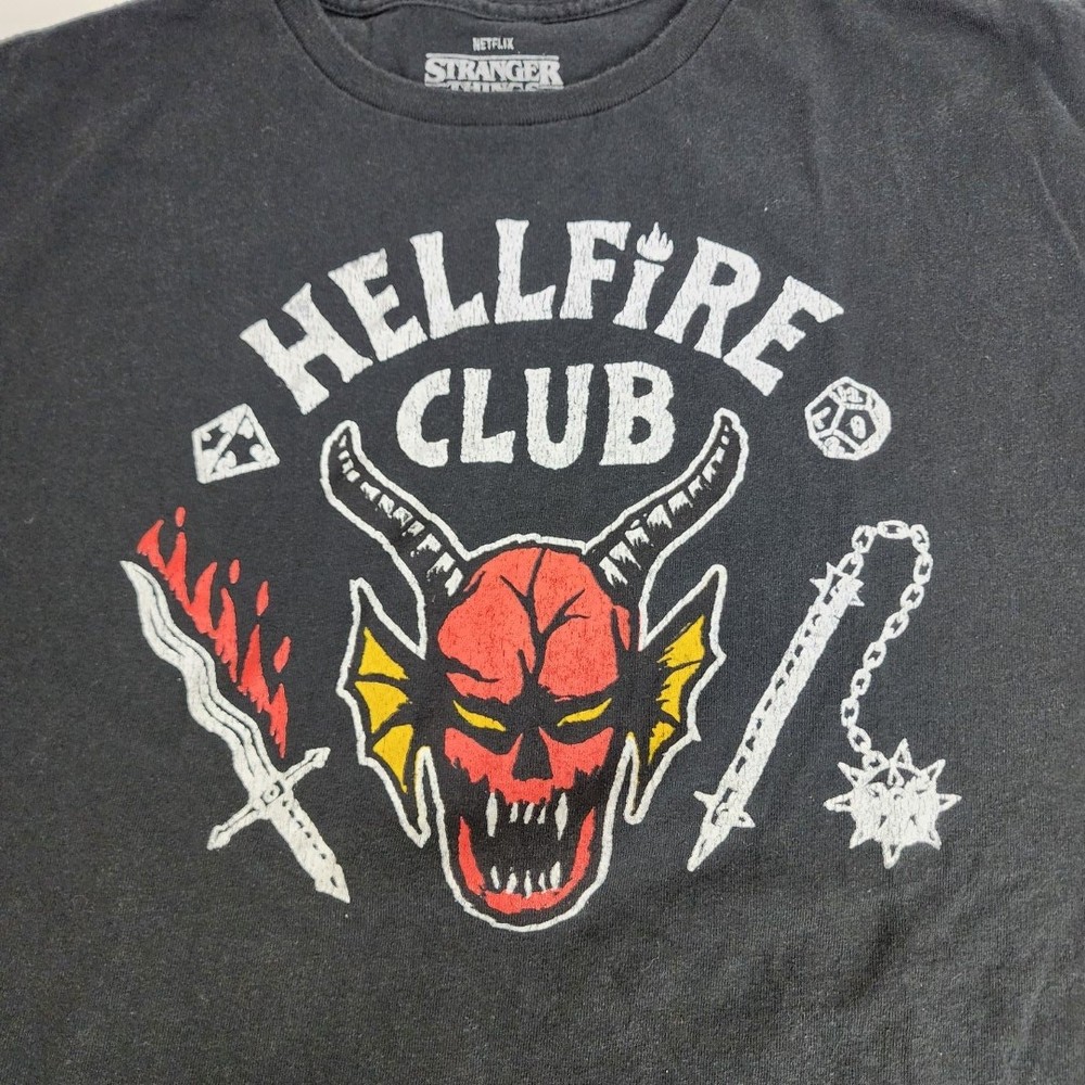 Stranger Things Hellfire Club Netflix Black Short Sleeve T-Shirt Men's Size 3XL