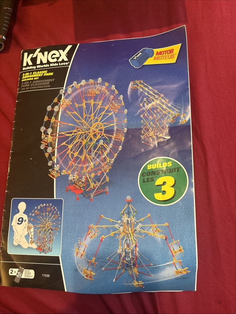 K'NEX 3 in 1 Classic Amusement Park Building Set 744 pcs #17035 100% Complete
