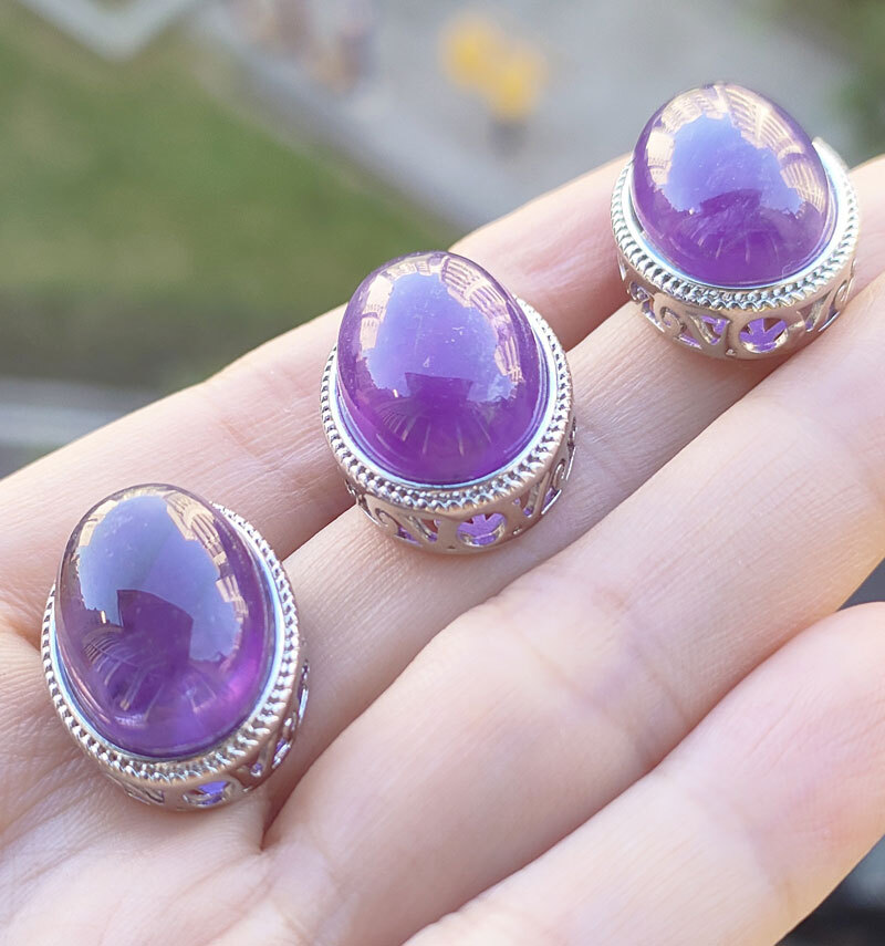 10pcs Natural Amethyst Gems stone Pendants Beads DIY Amulet