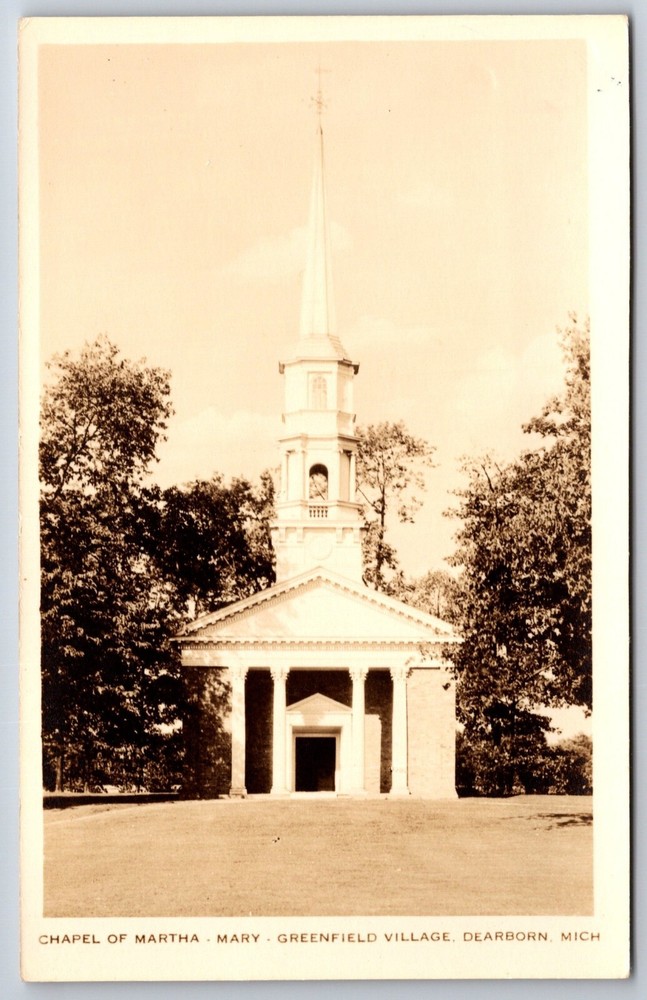 RPPC~Chapel of Martha Mary Greenfield Village Dearborn MI~Real Photo Postcard