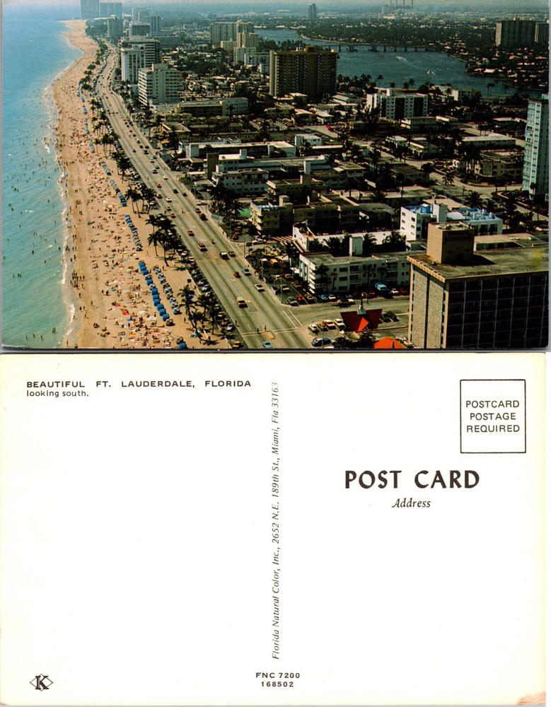 Fort Lauderdale Florida Aerial Beach View Postcard