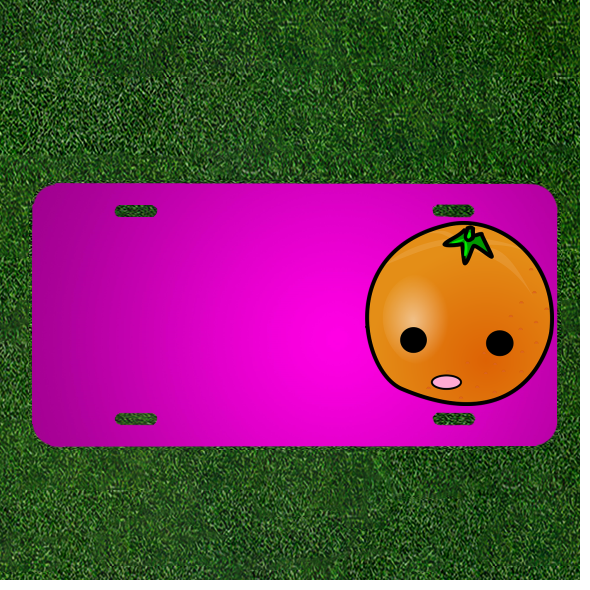 Custom Personalized Car License Plate with Orange Fruit Eyes and Names