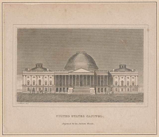 Photo:Washington DC United States Capitol 1829 East View Engraving