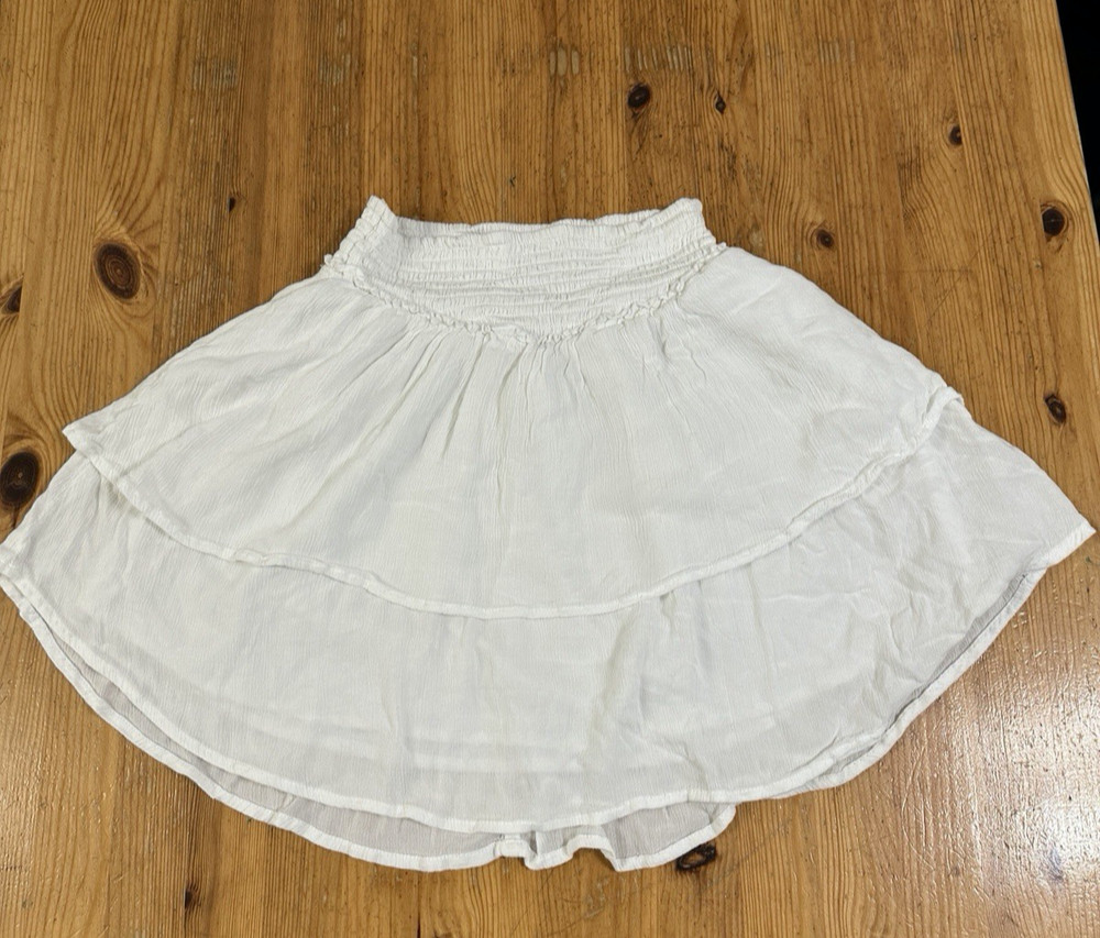 HOLLISTER ULTRA HIGH RISE Skirt Ruffle Coquette Cream size XS *Stain