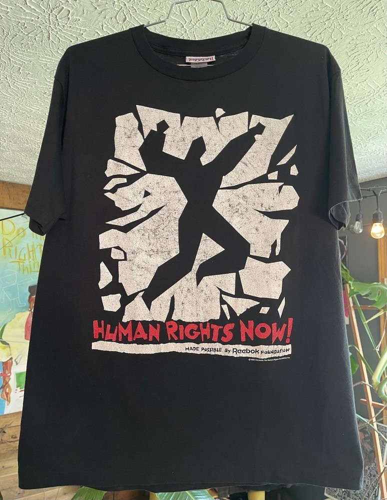 Vintage 1988 Reebok Foundation Human Rights Now Concert Band Tee T Shirt OFSA