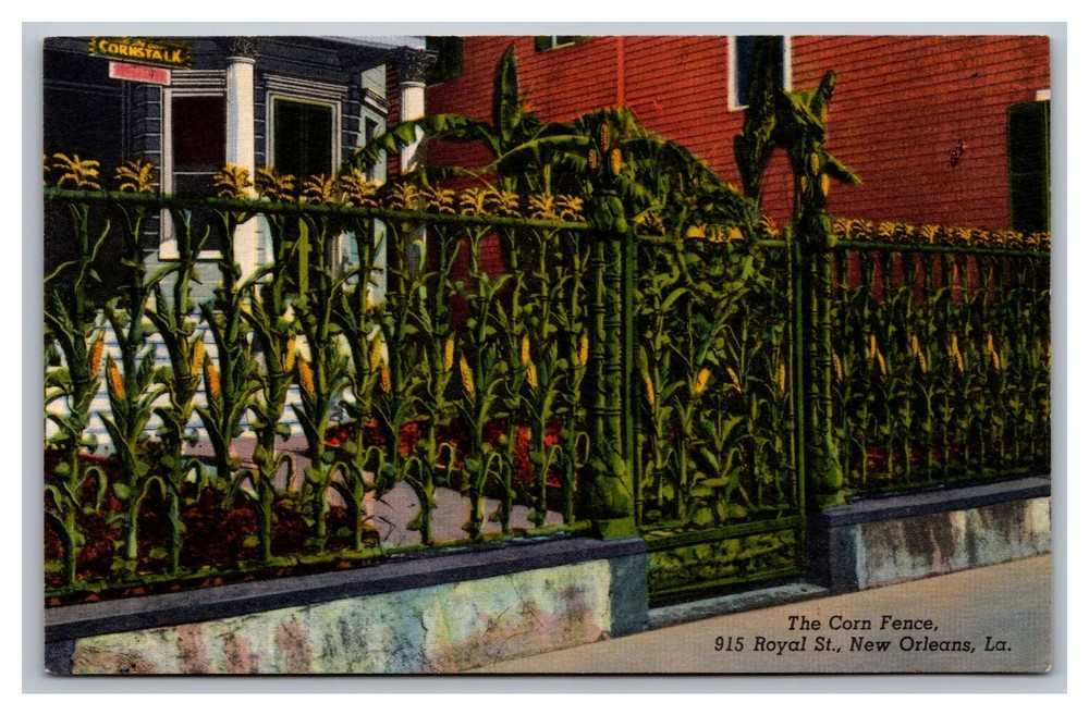 New Orleans LA The Corn Fence Royal Street Old French Quarters Linen Postcard