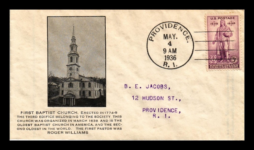 Dr Jim Stamps Scott 777 3C Rhode Island Tercentenary First Day Cover