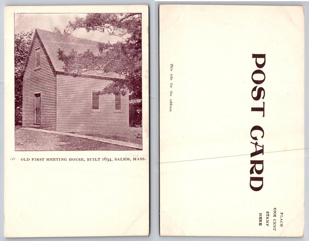Old First Meeting House Salem MA Postcard 1907+ Historic Massachusetts Church