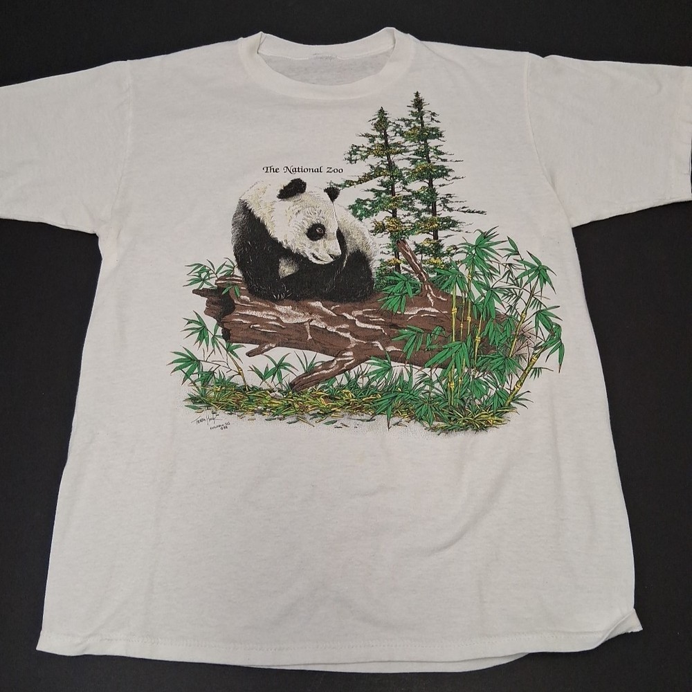 Vintage 80s National Zoo Panda Bear Single Stitch T-Shirt Men's Large White 1988