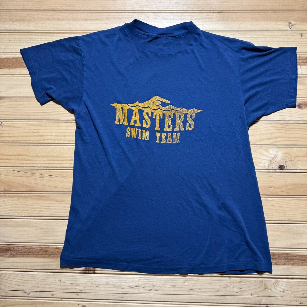 Vintage 80s Masters Swim Team Swimming Graphic Paper Thin Single Stitch - Medium
