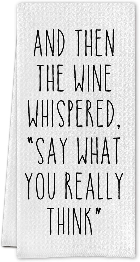 Wine Lovers Dish Towel - Funny Decorative Waffle Weave Medium, Section 3