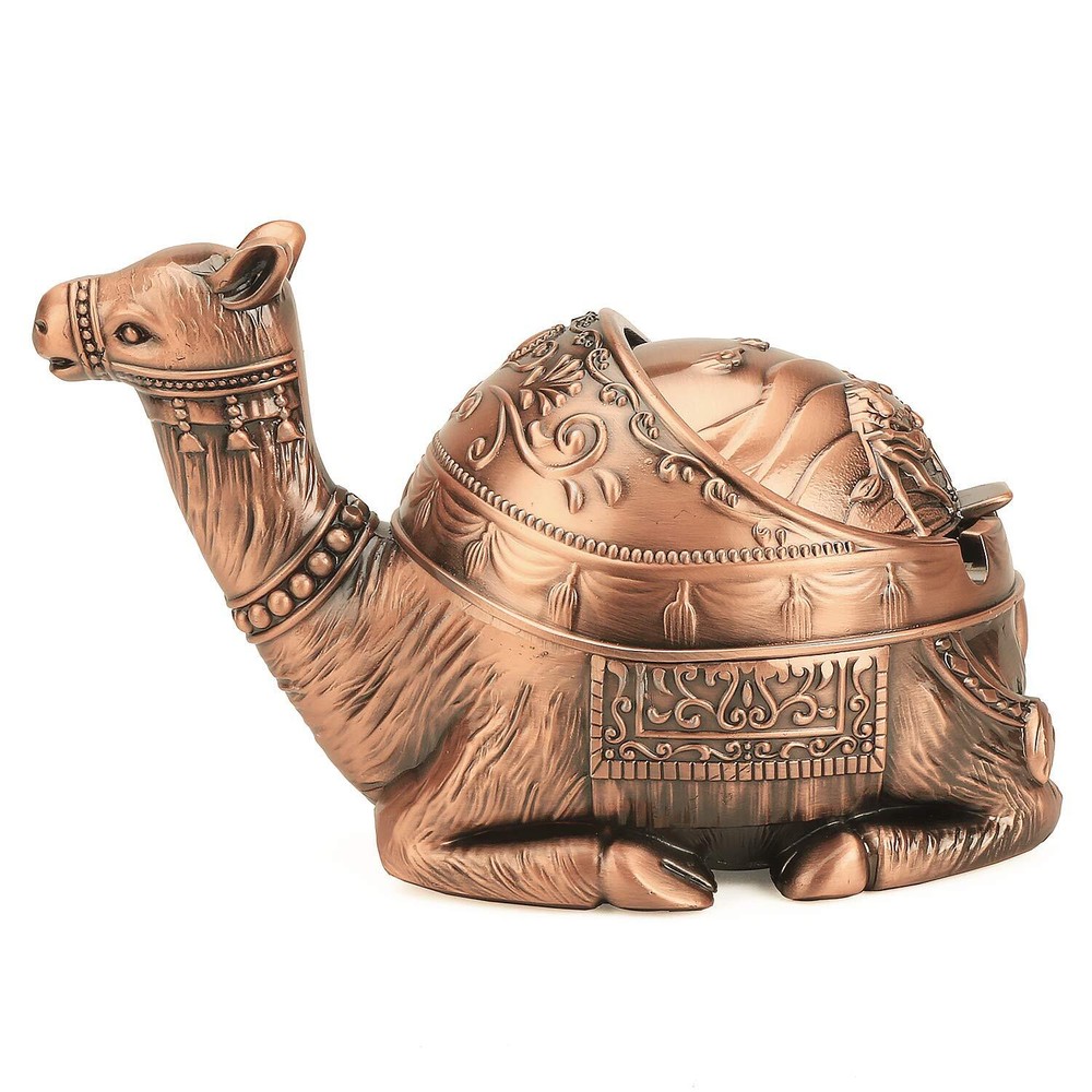 Camel Ashtray with Lid Windproof Metal Ashtray Outdoor, Indoor Ashtray Ash As...