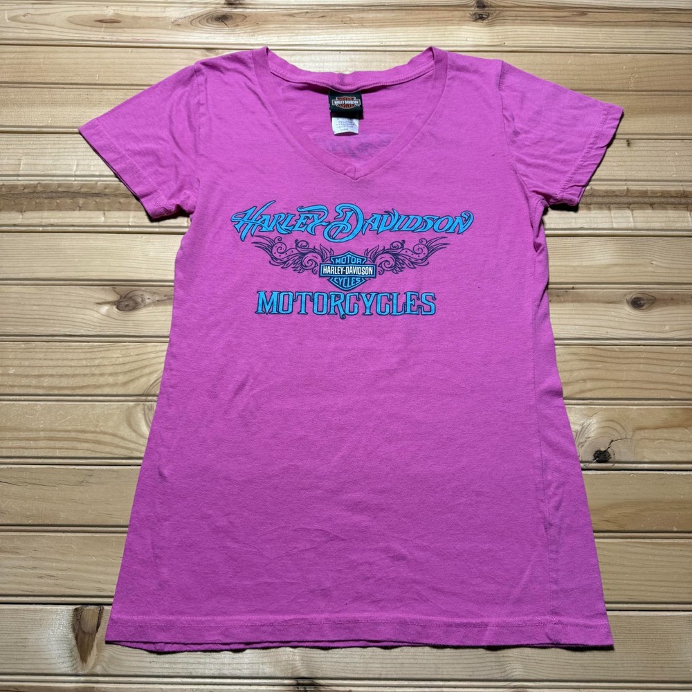 Vintage Y2K Harley-Davidson Freeport Bahamas V-Neck Biker T-Shirt Women's Large