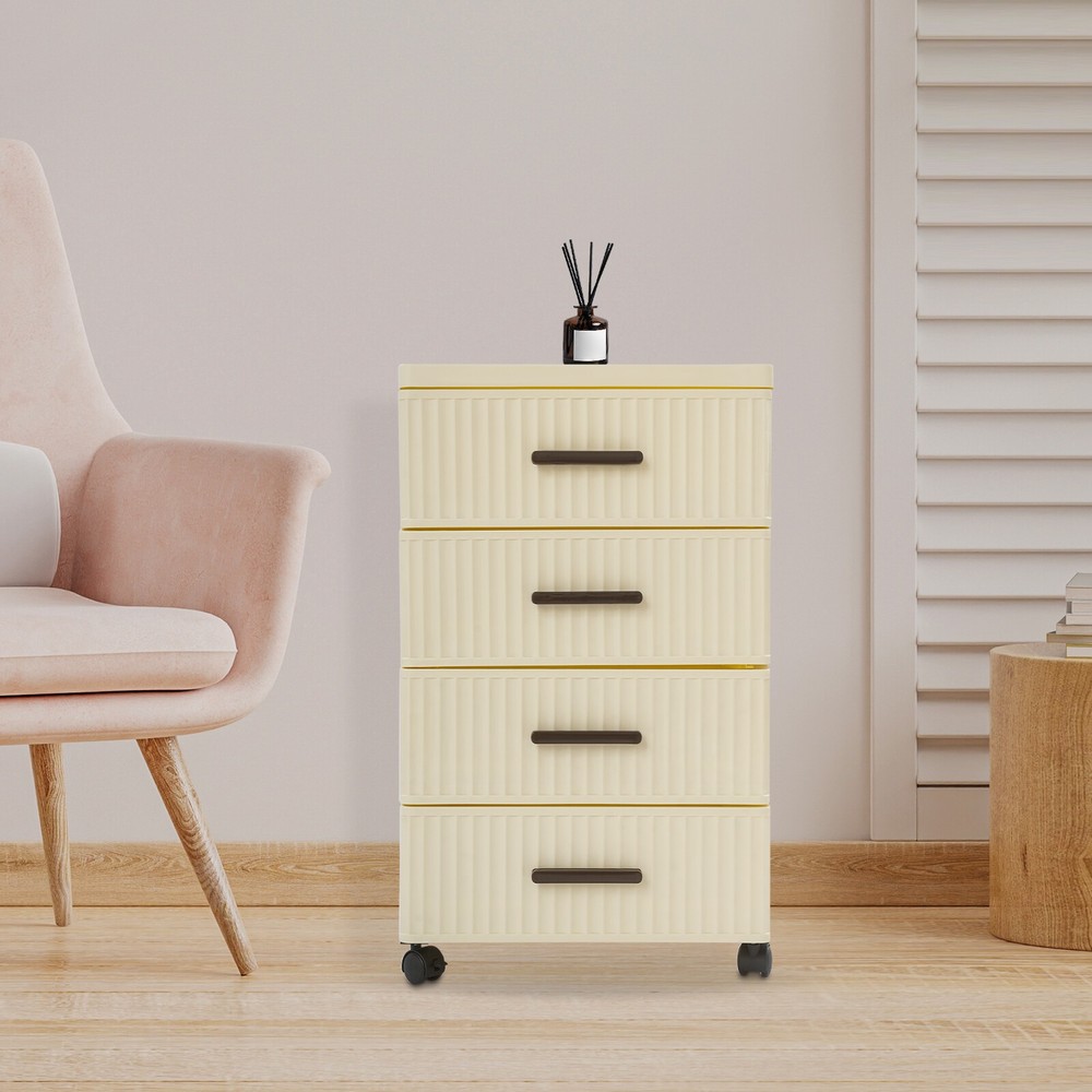 4-Tier Rolling Storage Organizer Cabinet with Wheels