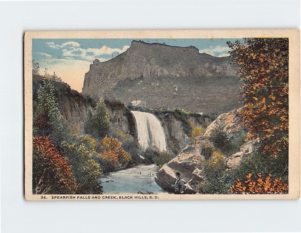 Postcard Spearfish Falls & Creek Black Hills South Dakota USA