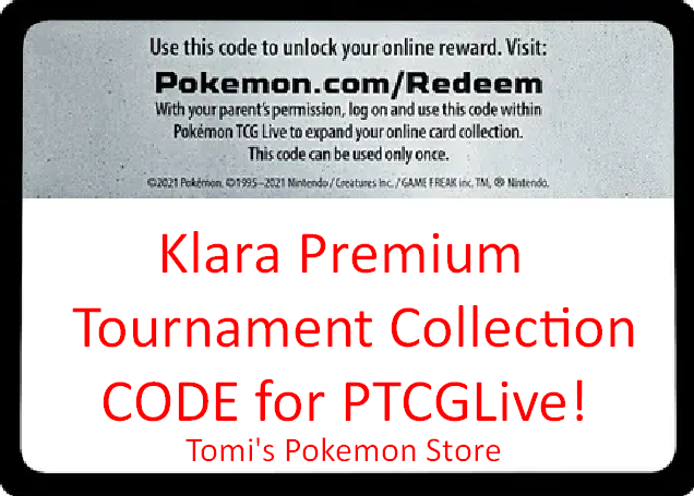 Klara Premium Tournament Collection CODE for Pokemon TCG Live PTCGL