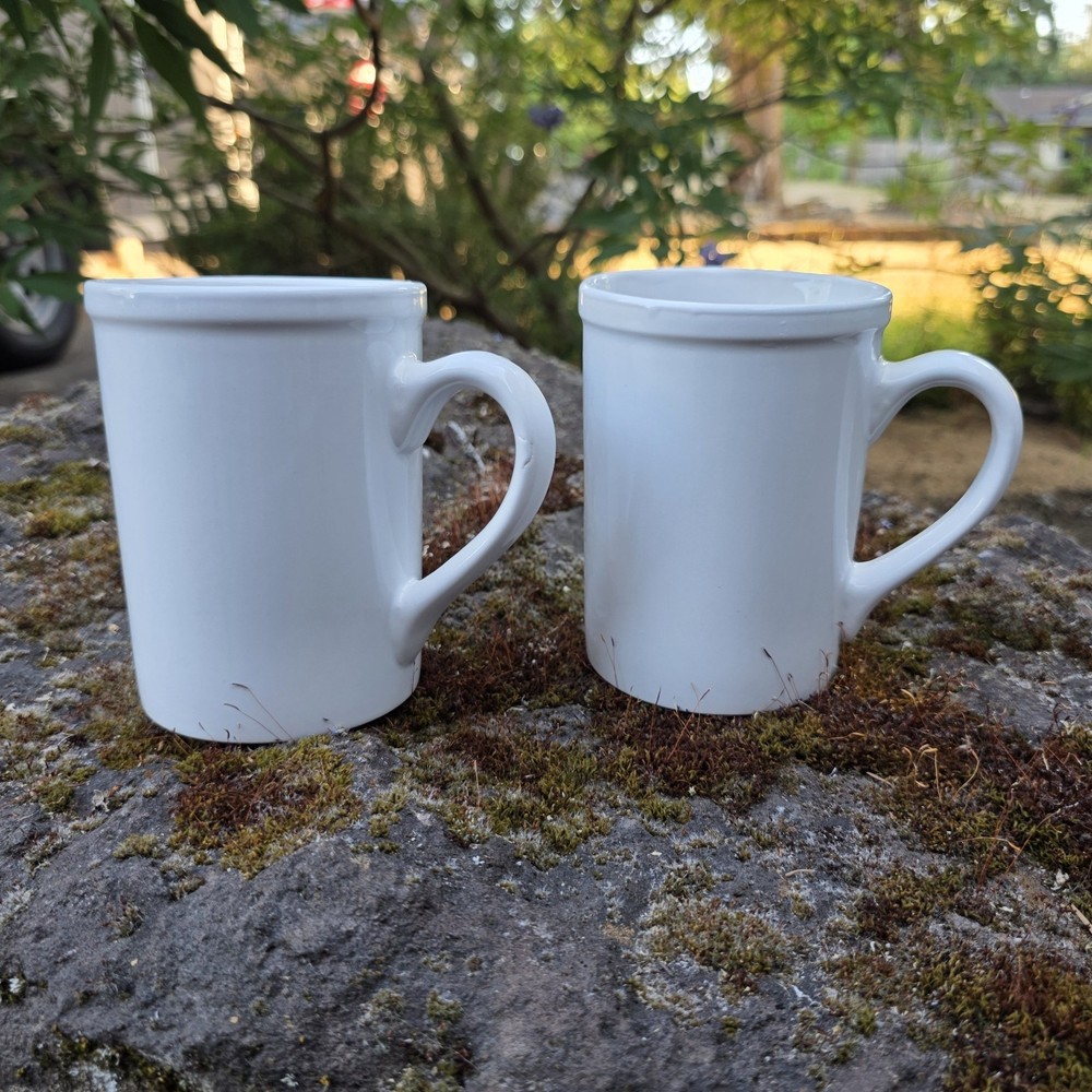 Royal Norfolk White Stoneware Coffee Mugs 16 oz Dinnerware Cups Set Of 2