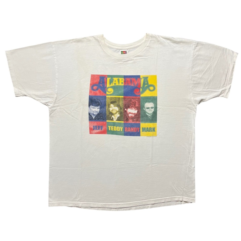 VTG 90s Alabama Band Tour T Shirt Mens 2XL White Fruit of the Loom Country Tee