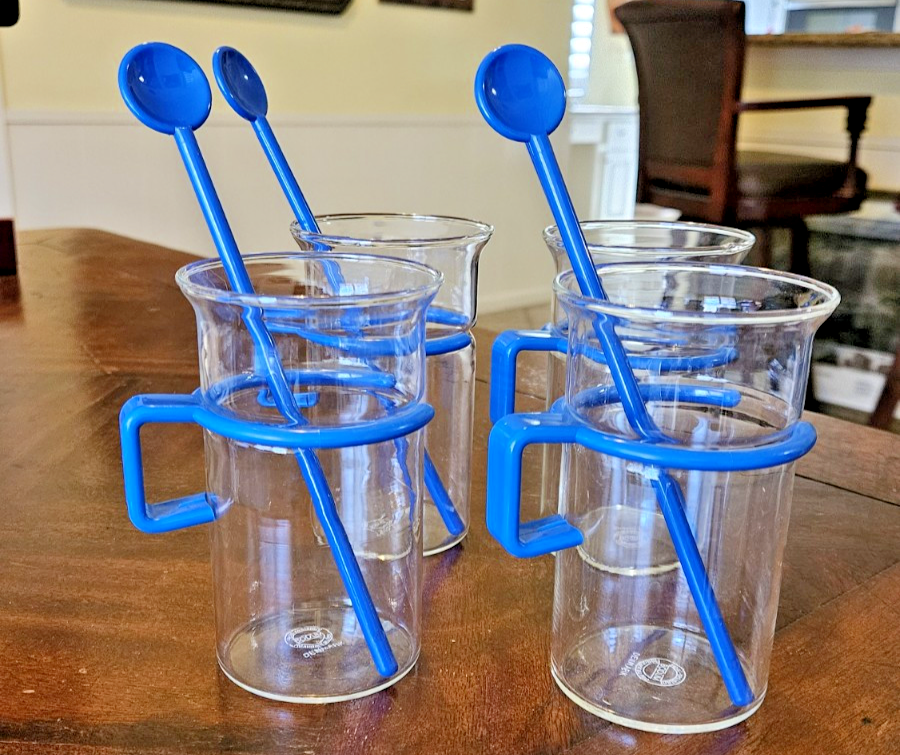 Bodum Blue Handle 10oz French Press Coffee and Tea Maker with Glass Cups and Stirrer TNG Picard