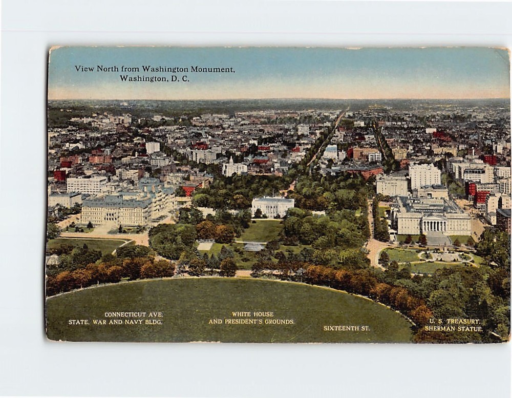 Postcard View North from Washington Monument Washington DC USA