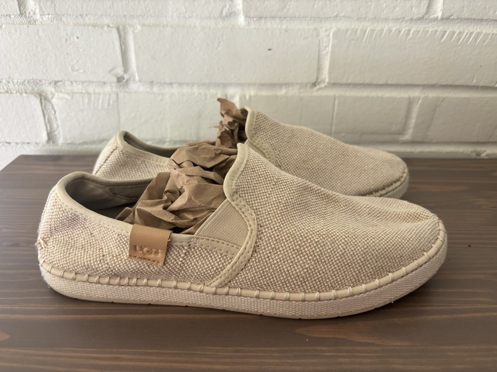UGG Slip-On Size Luciah W 9 Sneakers Shoes Lightweight Cotton Mesh Natural