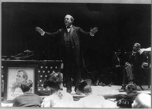 Photo:William Jennings Bryan 1908 Speech Crowd Portrait Banner