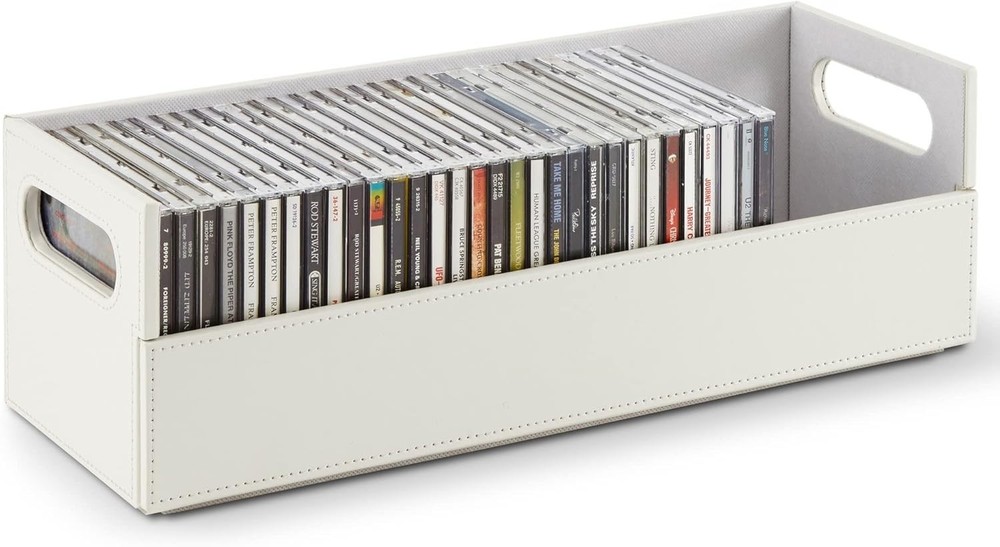 Stock Your Home CD Storage Box for DVDs Movies Cassettes Organizer Shelf  
